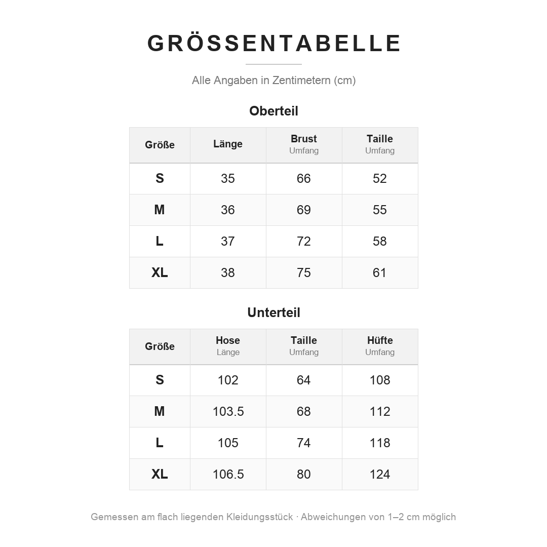 Größentabelle