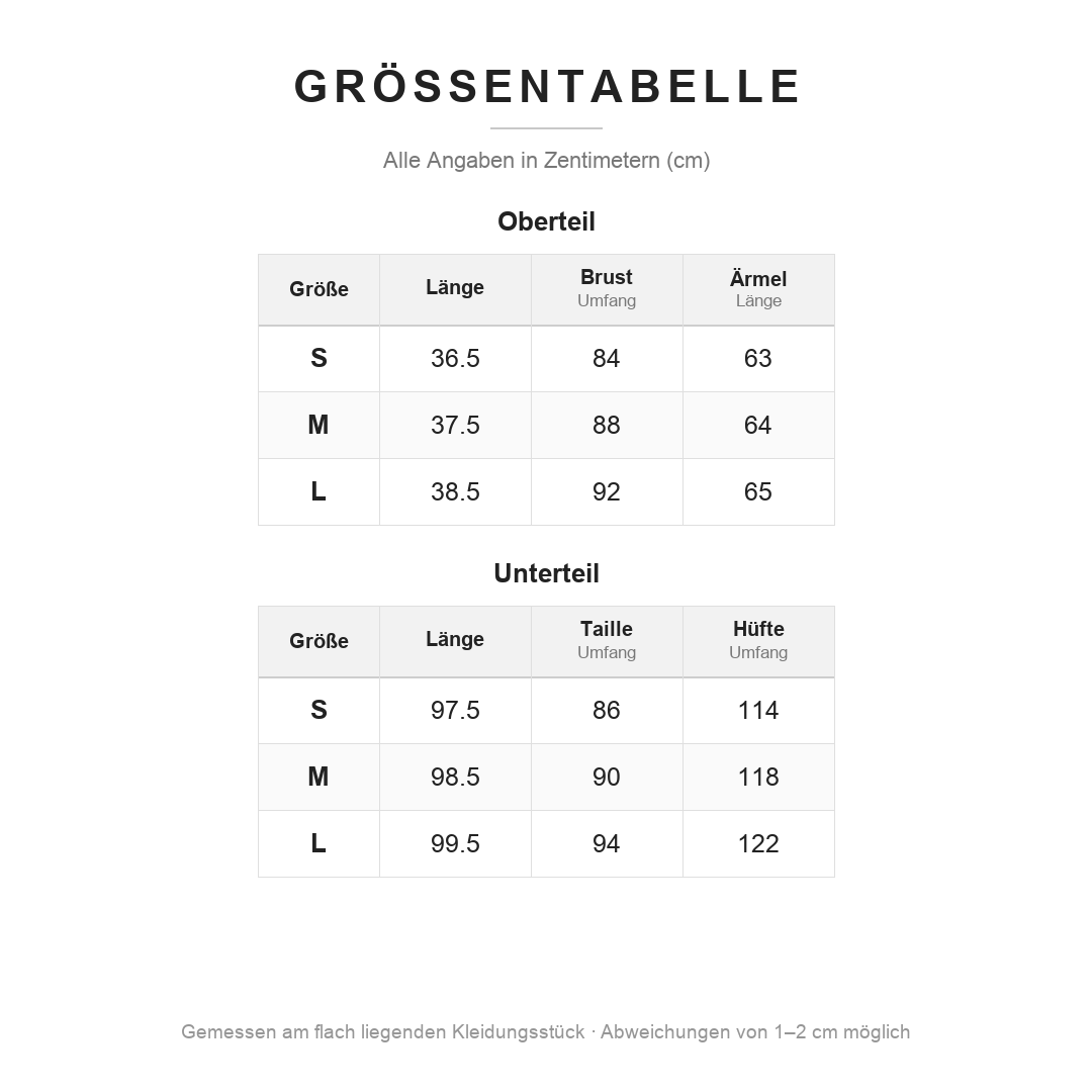 Größentabelle