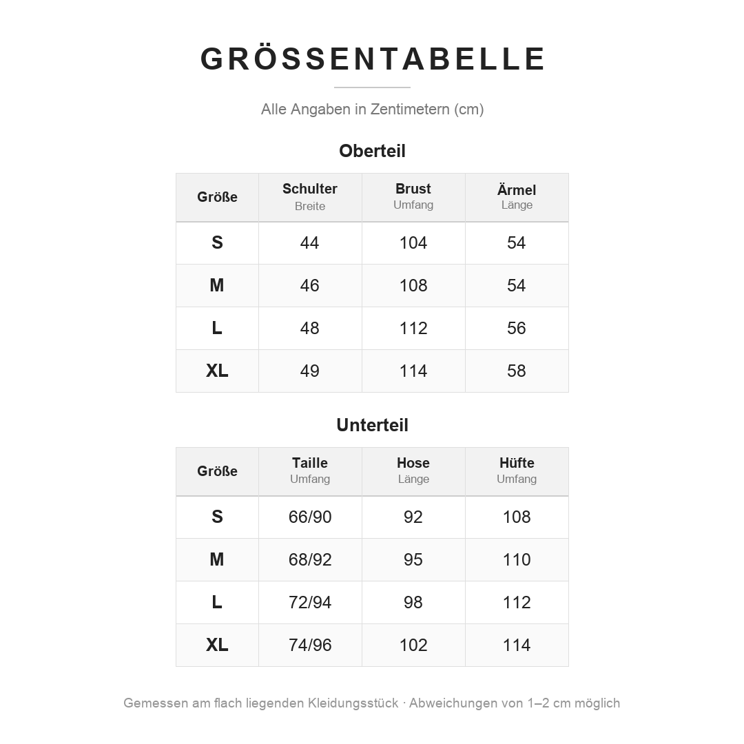 Größentabelle