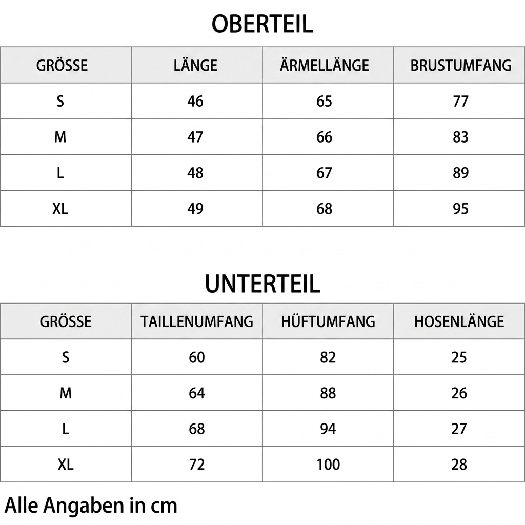 Größentabelle