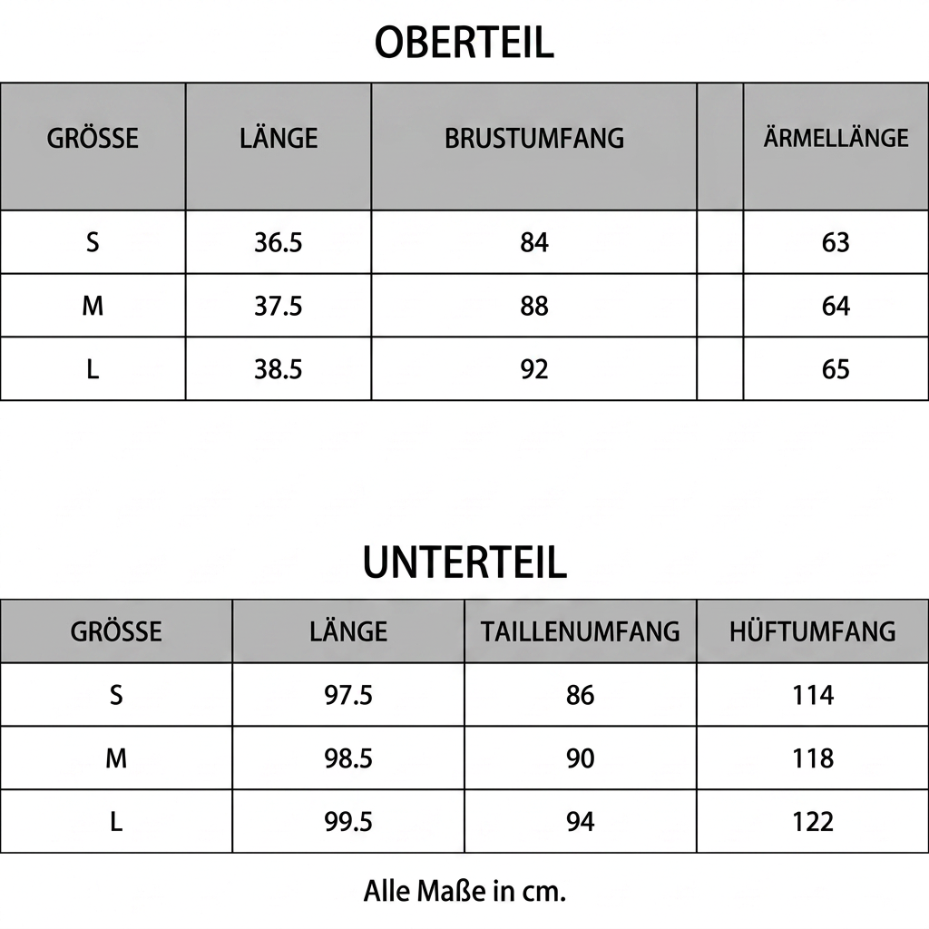 Größentabelle